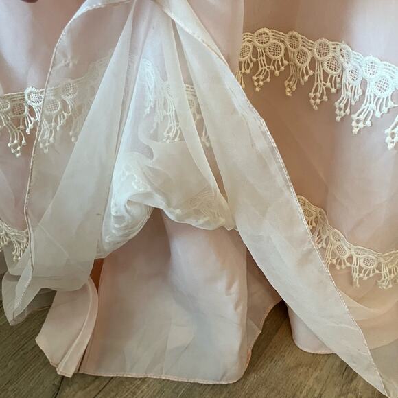 Vintage 1970s Handmade Blush Pink Formal Gown Prairie Romance Metal Zipper - Picture 8 of 11